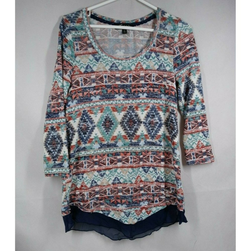 Absolutely Famous Women's Long Sleeve Blouse With Western Design Size Small